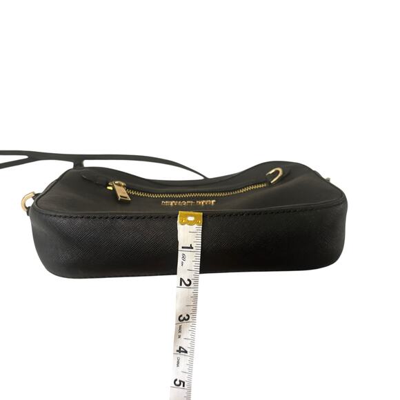 Michael Kors Jet Set Large Saffiano Leather Crossbody Bag Black Gold 35S1GTTC7L - Picture 15 of 16